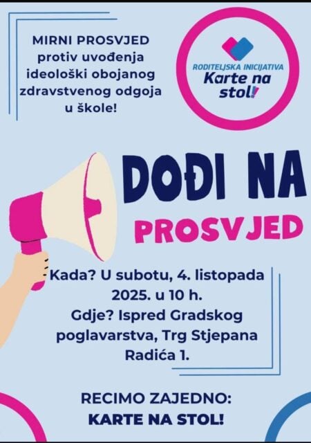Grad odbio uključiti roditelje u rad na kurikulu zdravstvenog odgoja, oni pozvali na prosvjed