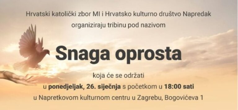 Tribina „Snaga oprosta“ u Zagrebu: svjedočanstva, psihologija i duhovni put pomirenja